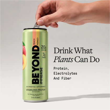Beyond Immerse 12oz Peach Mango Cans Sports Drink Beverage Pack of 12