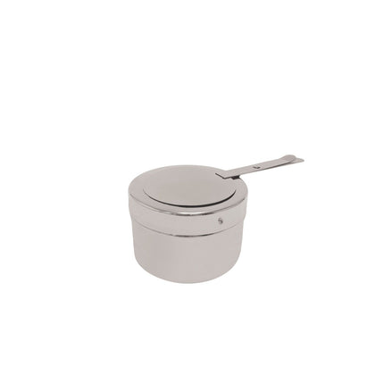 Fuel holder with cover for chafer, featuring durable construction, adjustable flame control, and secure fit; ideal for catering, buffets, and events. Case packed 48, quantity break 12 each.