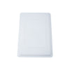 Full-size white cover for 26x18 inch food storage boxes, made of BPA-free polypropylene, tight-fitting, stackable, stain-resistant, dishwasher and freezer safe, packed 6 per pack for commercial use.