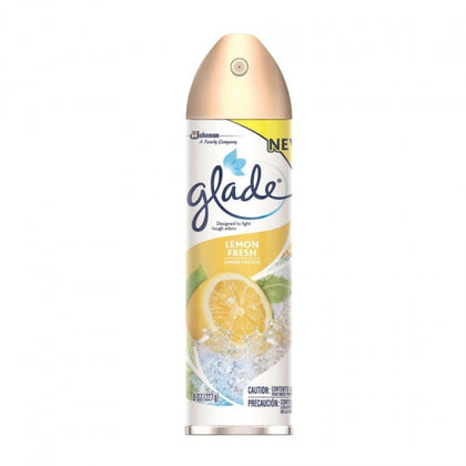 Glade Air Freshener Spray in Lemon Fresh scent delivers a crisp burst of citrus that instantly revitalizes any space. Formulated to fight tough odors, each aerosol can releases a clean, uplifting fragrance that brightens kitchens, bathrooms, offices, and more. Convenient and easy to use, this 12-count pack ensures you always have a quick, effective way to refresh the air and create an inviting atmosphere throughout your home or workplace.