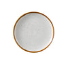 This Round Plate With Up-Right Rim GL-106 brings a modern elegance to tabletop presentations. Crafted from durable porcelain, it showcases a clean white finish with soft speckles and a gently colored rim. The up-right edge design not only adds a distinctive touch but also helps contain food, making it ideal for serving bread, butter, or small appetizers with style.