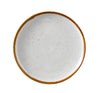 This Round Plate With Up-Right Rim GL-107 brings a modern elegance to tabletop presentations. Crafted from durable porcelain, it showcases a clean white finish with soft speckles and a gently colored rim. The up-right edge design not only adds a distinctive touch but also helps contain food, making it ideal for serving bread, butter, or small appetizers with style.
