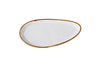 This Oval Plate GL-210 is designed for elegant, modern presentation of appetizers, small plates, or side dishes. Made from durable porcelain, it showcases a clean white surface with speckled detailing and a soft colored rim. Its elongated oval form adds a refined touch to any table setting, making it a stylish choice for contemporary restaurants and cafes.