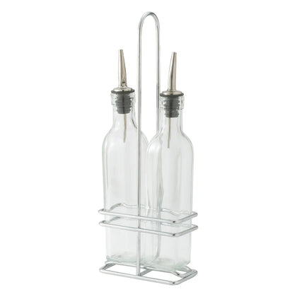 GOB-8S/16S 8oz & 16oz Cruet Set with Rack & 2 Bottles
