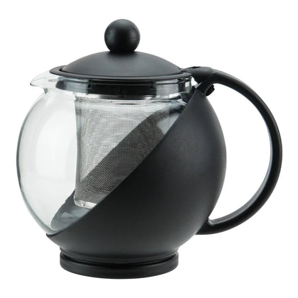 GTP-25 25oz Black Glass Teapot w/ SS Strainer & PP Exterior