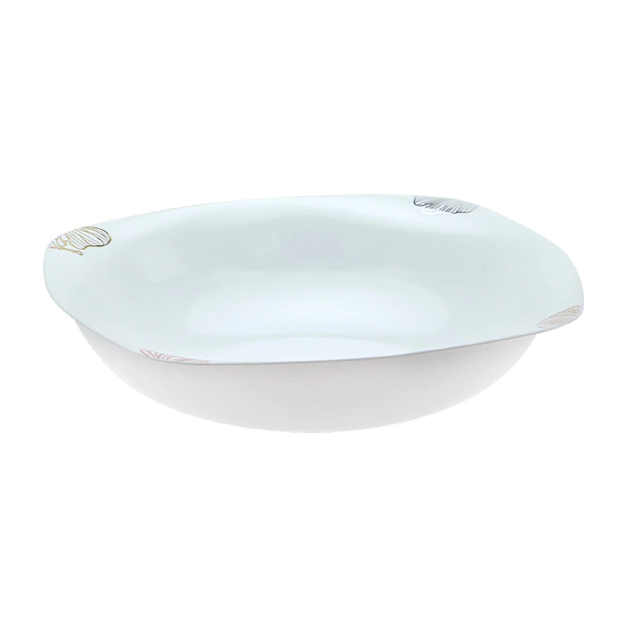 Gingko Retro 16oz Bowl in Gold, Silver, and Rose Gold. Durable BPA-free tableware for events, weddings, and casual dining. Perfect for soups, salads, and desserts. Reusable and disposable.