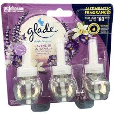 Glade Scented Oil Refill Lavender & Vanilla, 0.67oz, 3pcs/Pack, Case of 5 – calming lavender and vanilla scent for lasting home freshness.
