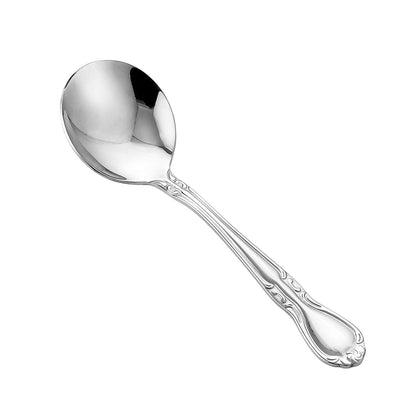 Glamour Bouillon Spoon 5.88 inches, 18/8 stainless steel, mirror-polished extra heavyweight flatware ideal for soups and appetizers, bulk packed 25 dozen per case for commercial foodservice use