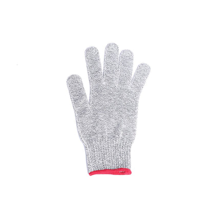 Cut-resistant glove A5 with red wristband size S; durable, ANSI-rated protection, flexible fit, easy to clean; packed 120 each per pack; ideal for food prep, kitchens, or industrial safety.