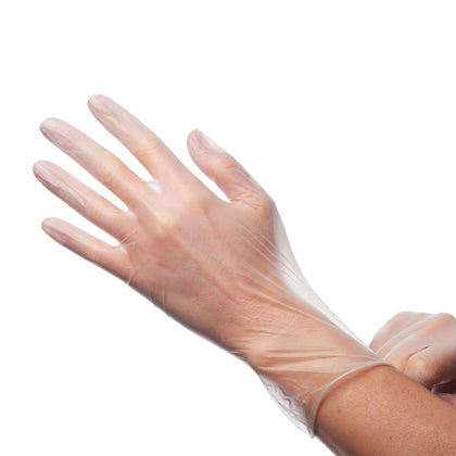 Disposable vinyl gloves Large size; durable, latex-free, powder-free, puncture-resistant, flexible fit; ideal for food handling, cleaning, healthcare, and janitorial tasks; packed 10 packs per pack.