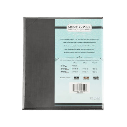 Gray faux leather 1-panel menu cover fits 8.5