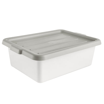 Gray plastic cover for BTDB Series bus boxes, offers a secure fit to protect contents. Durable, stackable, and easy to clean—ideal for busy foodservice and commercial kitchen environments.