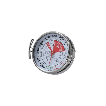 Grill top thermometer with 150–700°F / 70–370°C range. Durable, accurate, and ideal for monitoring surface temps on grills or griddles. Packed 144 per case for commercial kitchen use.