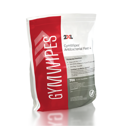 2XL Gymwipes Antibacterial Fast 4 Disinfecting Towelettes Refill Bag