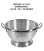 24-quart heavy-duty aluminum colander, perfect for draining large quantities of pasta, vegetables, and other foods with strength and efficiency.



