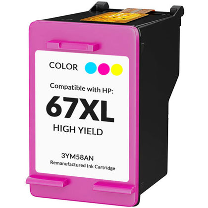 Compatible HP 67XL (3YM57AN) Tri-Color Ink Cartridge 200 pages for DeskJet 2700e, 4100e, 4200e, and Envy 6000e, 6400e series