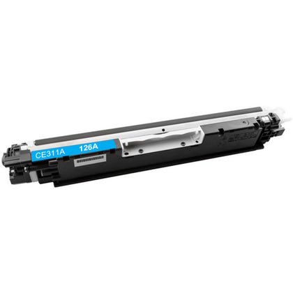 CE311A (126A) cyan toner cartridge compatible with HP LaserJet Color CP1025, prints up to 1,000 pages with vibrant, reliable color output.