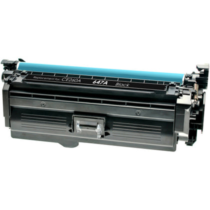 CE260A (647A) black toner cartridge compatible with HP LaserJet CP4525/4025/4520, prints up to 8,500 pages with sharp, reliable output.