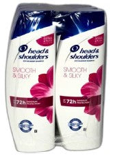 Head & Shoulders Smooth & Silky Shampoo, 400ml (13.5 fl oz), 6-Pack for smooth, dandruff-free, and frizz-free hair.