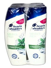 Head & Shoulders Menthol Fresh Shampoo, 400ml (13.5 fl oz) bottles, 6-pack, cooling anti-dandruff formula for a fresh, clean, and invigorated scalp.