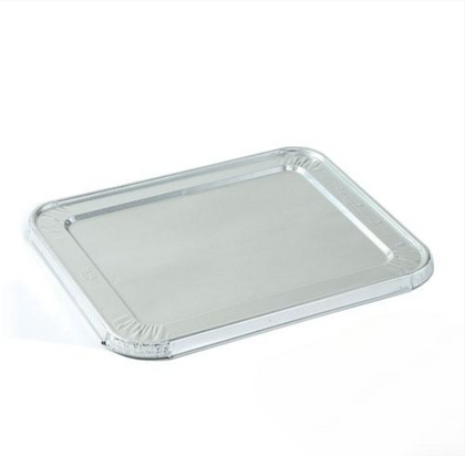 Half-size sturdy aluminum pan lids, heat-resistant for secure food coverage, ideal for catering, storage, and maintaining food freshness and temperature.