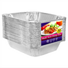 Half-size deep heavy aluminum pan banded with label for baking, roasting, and storing large meals, offering even heat distribution, easy identification, and durable, easy-to-clean design