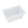Half-size white food storage box 18x12x9 inches, BPA-free polypropylene, stackable, durable, stain-resistant, freezer and dishwasher safe, packed 12 per pack for commercial kitchen use.