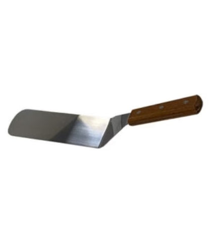 Hamburger turner with wooden handle, perfect for grilling, flipping burgers, and precision cooking.