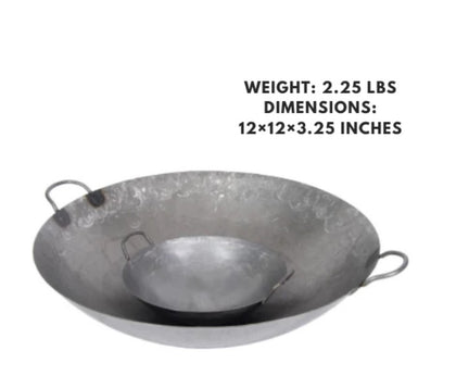 12″ Hand Hammered Cantonese Wok with a traditional design, perfect for stir-frying and cooking authentic Cantonese dishes.