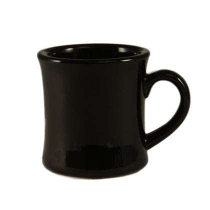 Hartford Black 7.5oz mug, 3 1/4-inch durable coffee mug, heat-retaining ceramic tea mug, espresso cup, chip-resistant black coffee cup, stackable restaurant mug, modern black drinkware