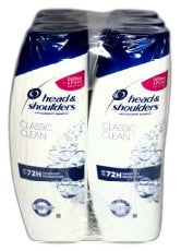 Head & Shoulders Classic Clean Shampoo, 400ml (13.5 fl oz) bottles, 6-pack, anti-dandruff formula for healthy, clean, and nourished hair.