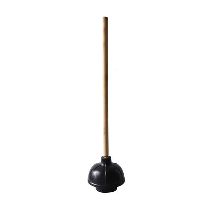 High‑efficiency rubber plunger with 24‑inch wooden handle, durable heavy‑duty design for toilets, sinks and drains; ideal for residential, commercial, janitorial and plumbing maintenance tasks daily.