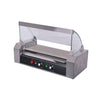 Hot dog roller machine with 5 stainless steel rollers, 110V/700W, even cooking, durable build, adjustable heat, easy to clean; packed 1 set per pack for commercial food service use.