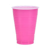 12oz disposable plastic cups in red, white, blue, black, gold, silver, yellow, orange, pink, light blue, and hot pink. Durable for hot or cold drinks, perfect for events with easy cleanup and vibrant style.

