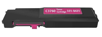 Magenta Toner Cartridge 331-8431/22 compatible with Dell C3760, C3760dn, C3760n, C3765, C3765dnf printers, 9,000-page yield.