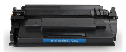CF258X black toner cartridge compatible with HP M304, M404, M428 printers, high-yield 10,000 pages.