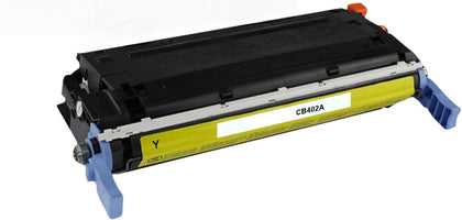 CB402A (642A) Yellow Toner Cartridge compatible with HP LaserJet Color CP4005, high-yield 7,500-page print capacity.