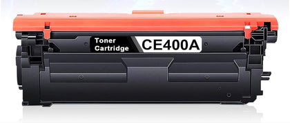CE400A (507A) Black Toner Cartridge compatible with HP LaserJet M551dn, M551n, M551xh, high-yield 5,500-page print capacity.