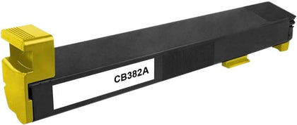 CB382A Yellow Toner Cartridge compatible with HP LaserJet CP6015, high-yield 21,000-page print capacity.