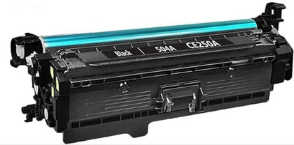 CE250A (504A) black toner cartridge compatible with HP LaserJet CP3525/CM3530, prints up to 5000 pages, high-quality and reliable.