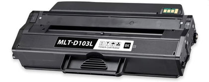 Samsung MLT-D103L black compatible toner cartridge, 2,500 pages for Samsung ML-2950, ML-2951, ML-2955, SCX-4728, and SCX-4729 printers.