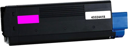 Compatible Oki 43324418 magenta toner cartridge, 6000 pages, for Oki C5550, C6100, C6100dn, and C6050n printers.