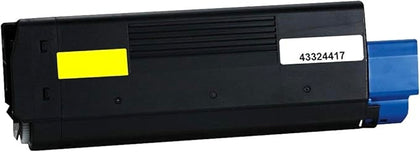 Compatible Oki 43324417 yellow toner cartridge, 6000 pages, for Oki C5550, C6100, C6100dn, and C6050n printers.