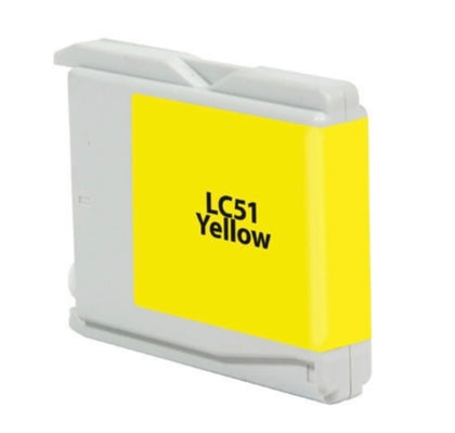 LC51 Yellow Compatible Ink Cartridge for Brother printers, 400-page yield.