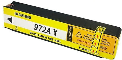 Compatible HP 972A Yellow Ink Cartridge – high-yield 3000-page replacement for HP PageWide Pro 352, 377, 452, 477, 552, and 577 printers.