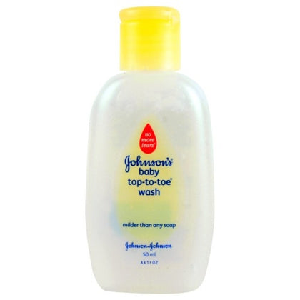 Johnsons Baby Top-To-Toe Wash 50ml bottle gentle baby cleanser yellow cap