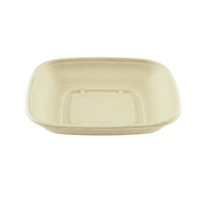24oz Beige Square Disposable Fiber Salad Bowl For Meal Prep & Takeout