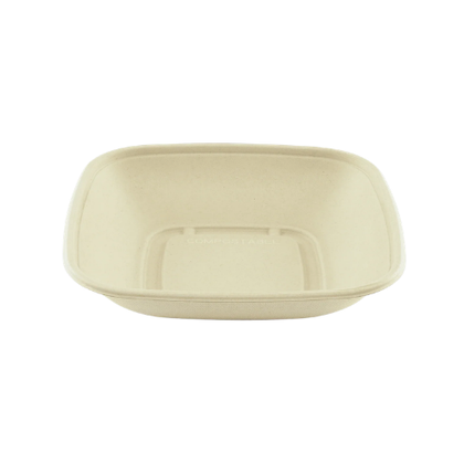 32oz Beige Square Disposable Fiber Salad Bowl For Meal Prep & Takeout