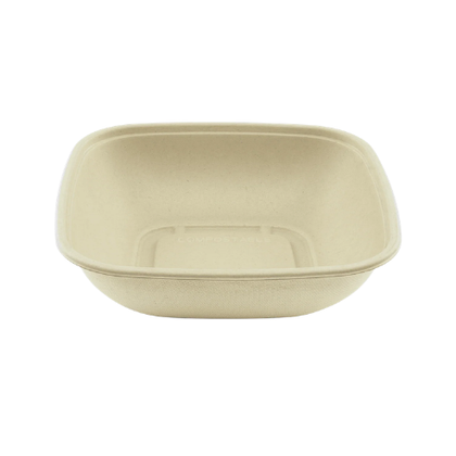 48oz Beige Square Disposable Fiber Salad Bowl For Meal Prep & Takeout