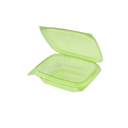 Green PLA Disposable Hinged Clamshell Deli Takeout Containers